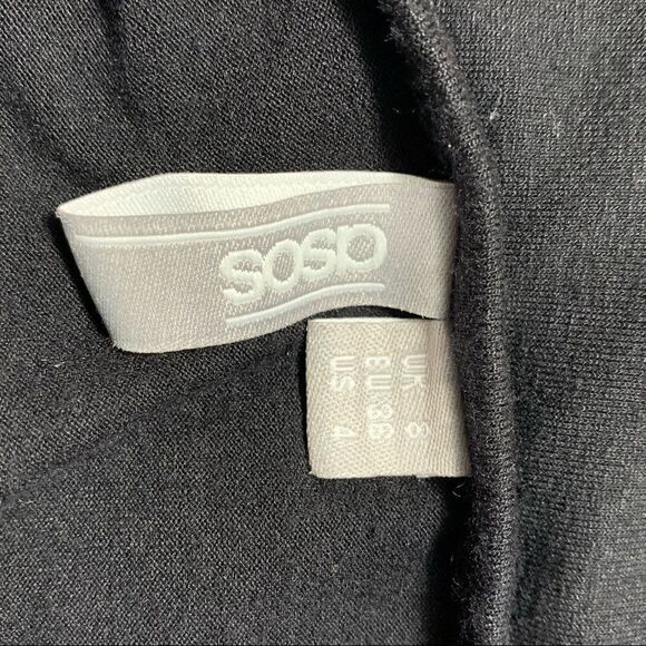 ASOS Black Sleeveless V-Neck Knit Dress Sz 4/Small - Picture 4 of 6